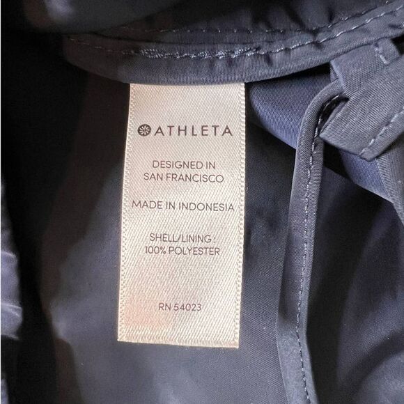 Athleta Navy Blue Hooded Zip Up Pocketed Trench Jacket- S/M - Picture 7 of 15